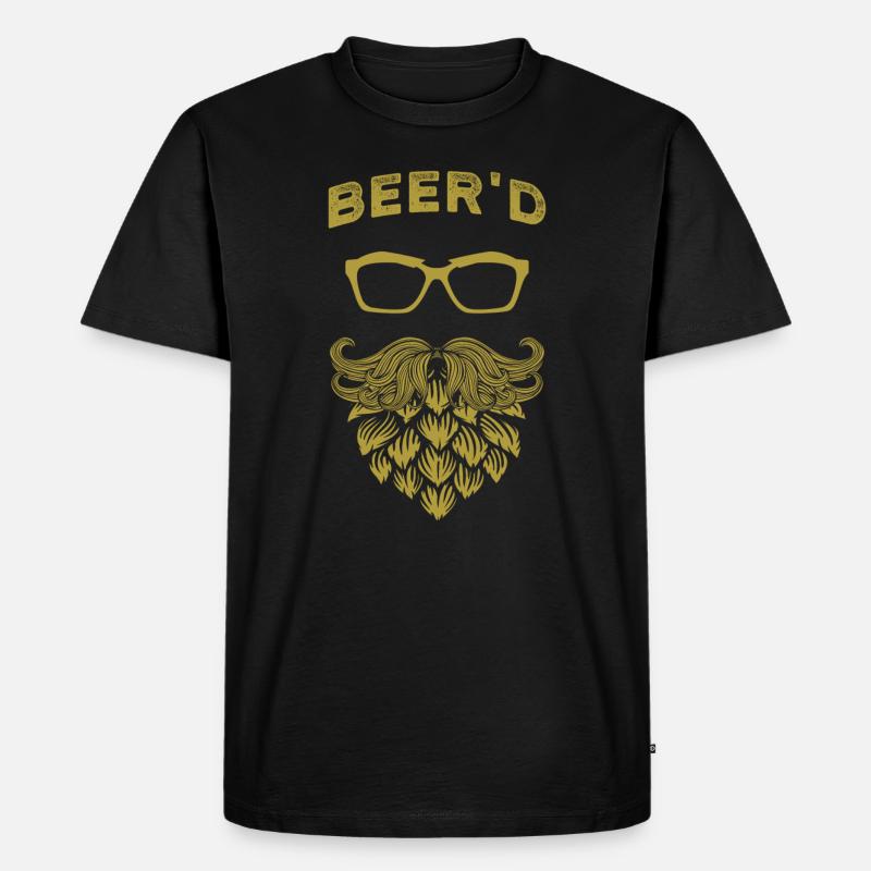 Hopfen Bier Bart - Männer Premium Bio T-Shirt - Schwarz