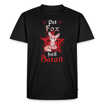 Pet Fox Hail Satan - Men's Premium Organic T-Shirt - black - Front - Nico (187cm)