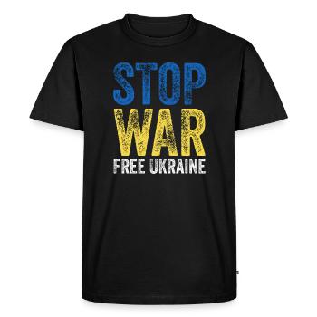 L’Ukraine arrête la guerre - T-shirt Premium bio Homme - noir - Devant - Nico (187cm)
