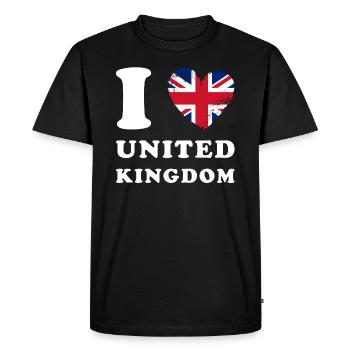 Angleterre J’aime Royaume-Uni - T-shirt Premium bio Homme - noir - Devant - Nico (187cm)