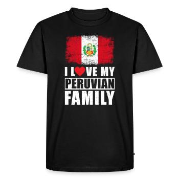 Peru Family Love Saying - Men's Premium Organic T-Shirt - black - Front - Nico (187cm)