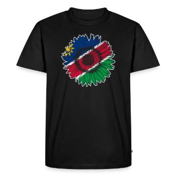 Namibie Drapeau Tournesol - T-shirt Premium bio Homme - noir - Devant - Nico (187cm)