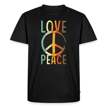 Love Peace Peace Sign - Men's Premium Organic T-Shirt - black - Front - Nico (187cm)