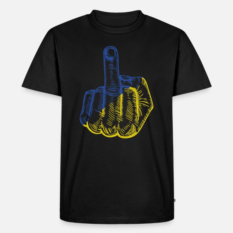 Ukraine Mittelfinger - Männer Premium Bio T-Shirt - Schwarz