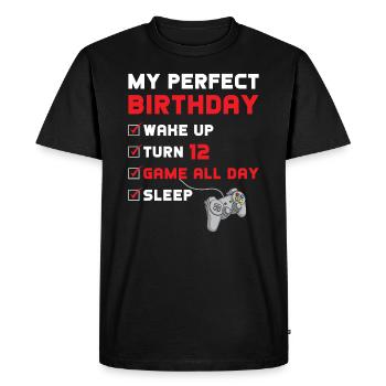 12ème anniversaire Cadeau Gaming Gamer - T-shirt Premium bio Homme - noir - Devant - Nico (187cm)