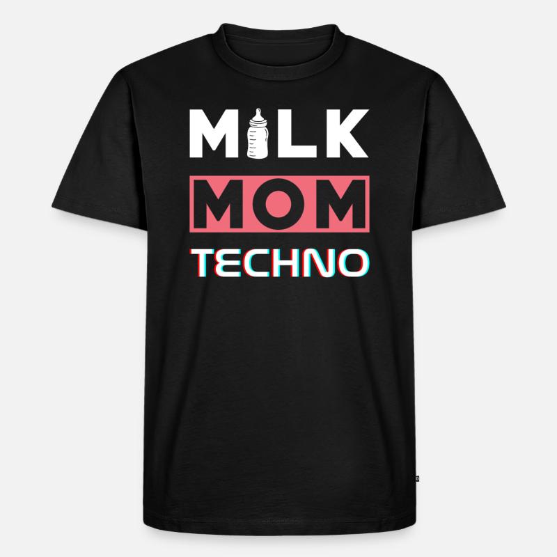 Milk Mom Techno - Männer Premium Bio T-Shirt - Schwarz