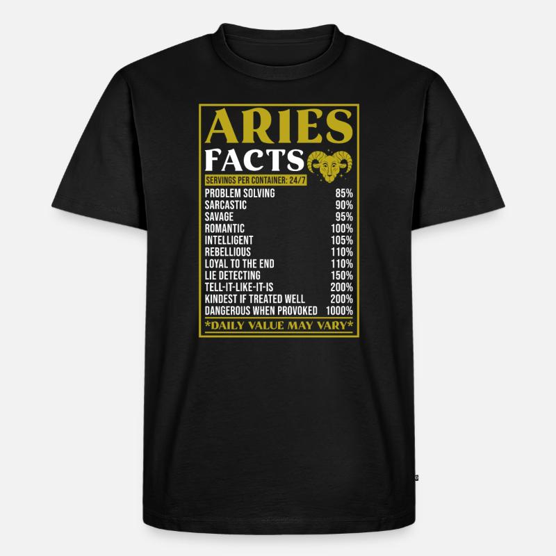 Widder Sternzeichen Geschenk Fakten - Männer Premium Bio T-Shirt - Schwarz