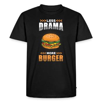 Burger Moins Drame plus Burger - T-shirt Premium bio Homme - noir - Devant - Nico (187cm)