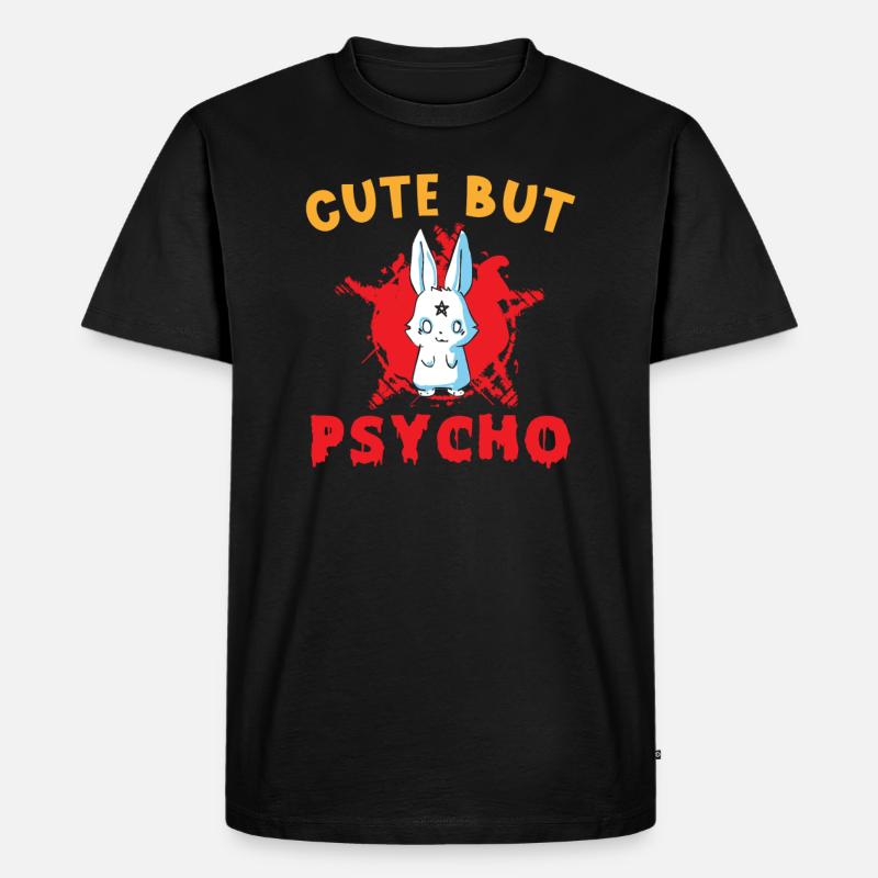 Cute but Psycho Hase Goth - Männer Premium Bio T-Shirt - Schwarz