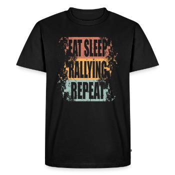 Rallye Manger Dormir Répéter - T-shirt Premium bio Homme - noir - Devant - Nico (187cm)