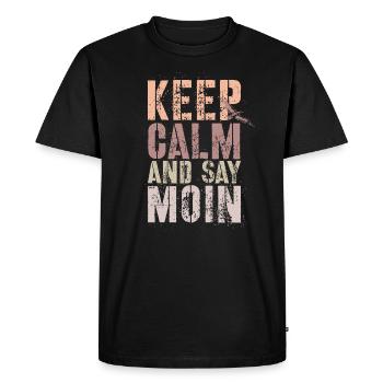 Keep Calm and say Moin - Men's Premium Organic T-Shirt - black - Front - Nico (187cm)