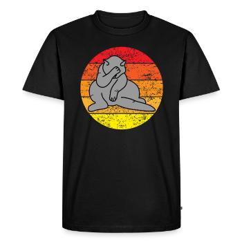 Cat Facepalm Funny Kitten Retro Gift - Men's Premium Organic T-Shirt - black - Front - Nico (187cm)