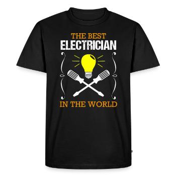 Profession d’électricien Formation Technicien en électronique Cadeau - T-shirt Premium bio Homme - noir - Devant - Nico (187cm)