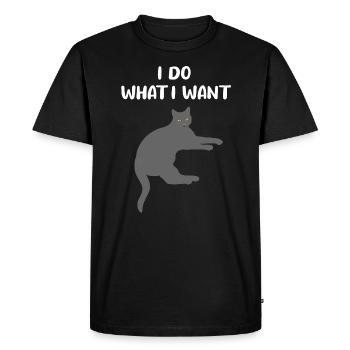 Cat Cheeky Kitten Funny Saying Gift - Men's Premium Organic T-Shirt - black - Front - Nico (187cm)