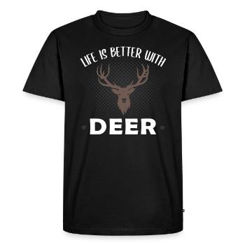 Deer Deer Woodland Animals Animal Lover Saying Gift - Men's Premium Organic T-Shirt - black - Front - Nico (187cm)