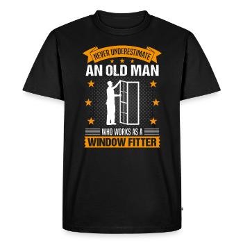 Fabricant de fenêtres Vieil homme disant cadeau messieurs - T-shirt Premium bio Homme - noir - Devant - Nico (187cm)
