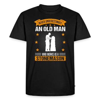 Un vieil homme tailleur de pierre disant le cadeau des hommes - T-shirt Premium bio Homme - noir - Devant - Nico (187cm)