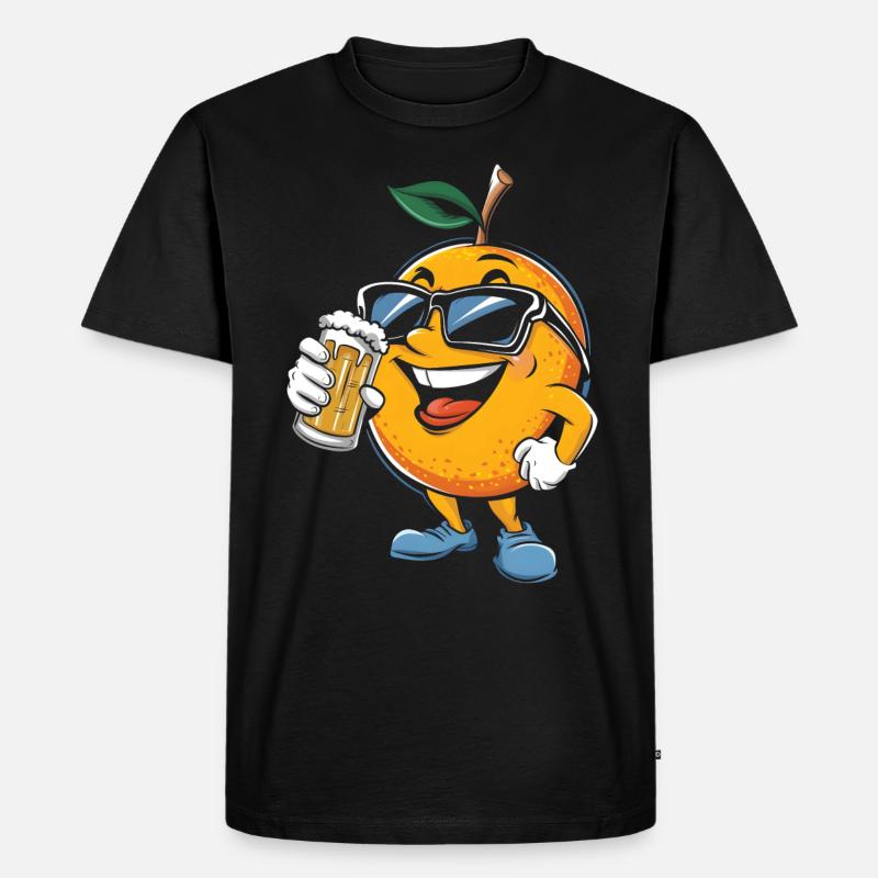 Orange Bier - Männer Premium Bio T-Shirt - Schwarz