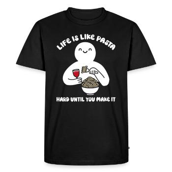 Life is like pasta, hard until you make it - Men's Premium Organic T-Shirt - black - Front - Nico (187cm)