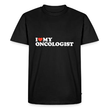 J’adore ma chemise cœur d’oncologue - T-shirt Premium bio Homme - noir - Devant - Nico (187cm)