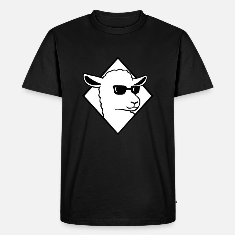 Schaf mit Sonnebrille Cooler Schafbock - Männer Premium Bio T-Shirt - Schwarz