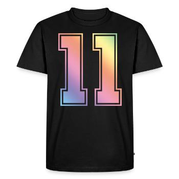 11 Numéro coloré - T-shirt Premium bio Homme - noir - Devant - Nico (187cm)