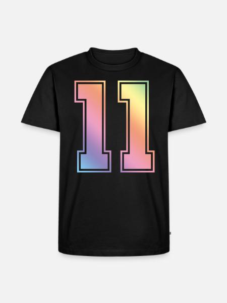 11 Zahl Bunt - Männer Premium Bio T-Shirt - Schwarz