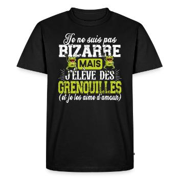 Grenouille Amphibien Cadeau Humour Étang Rainette - T-shirt Premium bio Homme - noir - Devant - Nico (187cm)