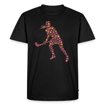 Floorball Player Floorballer Floorball - Men's Premium Organic T-Shirt - black - Front - Nico (187cm)