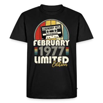 Février 1977 Vintage Anniversaire Rétro Cadeau - T-shirt Premium bio Homme - noir - Devant - Nico (187cm)