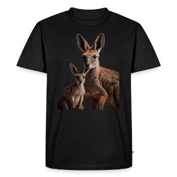 Maman kangourou mignonne avec son bébé avec maman - T-shirt Premium bio Homme - noir - Devant - Nico (187cm)
