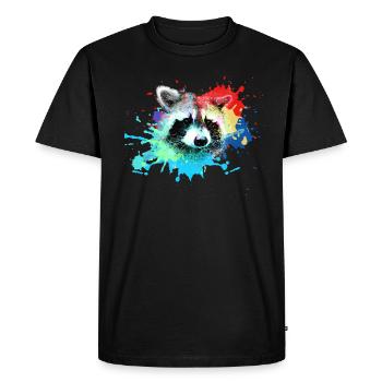 Raccoon,Bear,Graffiti,Painting,Colorful - Men's Premium Organic T-Shirt - black - Front - Nico (187cm)