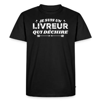 Je Suis Un Livreur Qui Déchire - T-shirt Premium bio Homme - noir - Devant - Nico (187cm)