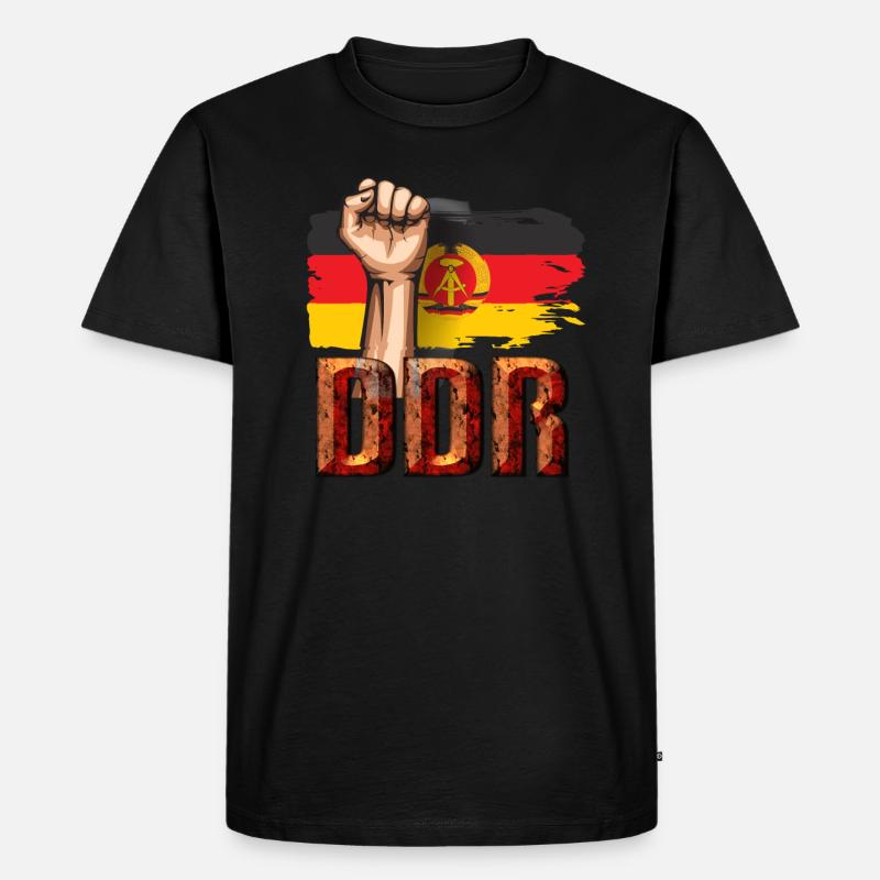 DDR faust Arbeiterkampf - Männer Premium Bio T-Shirt - Schwarz