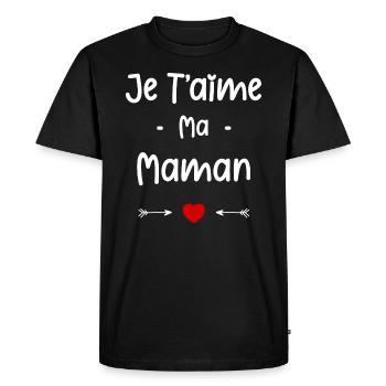 je t'aime mon maman - T-shirt Premium bio Homme - noir - Devant - Nico (187cm)