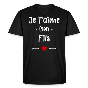 Je t'aime mon Fils - T-shirt Premium bio Homme - noir - Devant - Nico (187cm)
