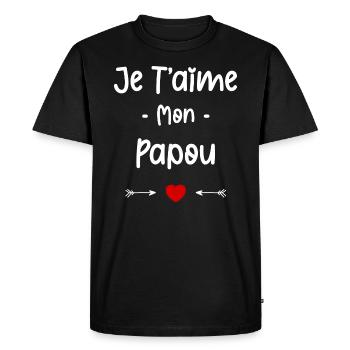 je t'aime mon Papou - T-shirt Premium bio Homme - noir - Devant - Nico (187cm)