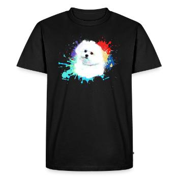 Bichon Frisé, Maltais,Chien, Aquarelle, Aquarelle - T-shirt Premium bio Homme - noir - Devant - Nico (187cm)