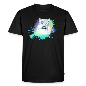 Léopard des neiges,chat,léopard, jaguar,coloré - T-shirt Premium bio Homme - noir - Devant - Nico (187cm)