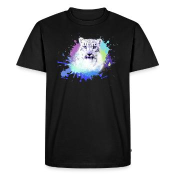 Léopard des neiges,chat,léopard, jaguar,coloré - T-shirt Premium bio Homme - noir - Devant - Nico (187cm)