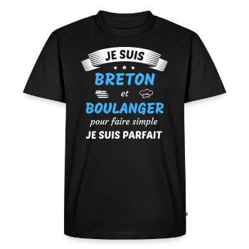 Je suis breton et boulanger je suis parfait - T-shirt Premium bio Homme - noir - Devant - Nico (187cm)