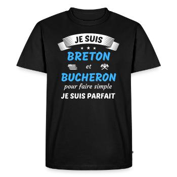 Je suis breton et bucheron je suis parfait - T-shirt Premium bio Homme - noir - Devant - Nico (187cm)