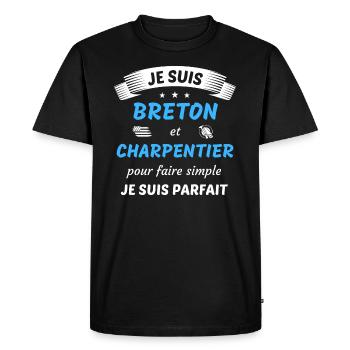 Je suis breton et charpentier je suis parfait - T-shirt Premium bio Homme - noir - Devant - Nico (187cm)