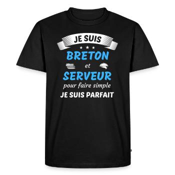 Je suis breton et serveur je suis parfait - T-shirt Premium bio Homme - noir - Devant - Nico (187cm)