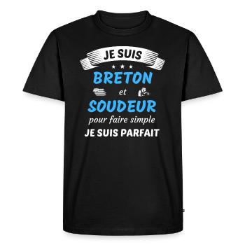 Je suis breton et soudeur je suis parfait - T-shirt Premium bio Homme - noir - Devant - Nico (187cm)