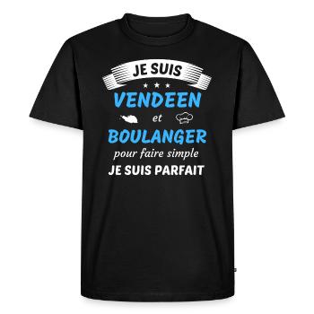 Je suis vendéen et boulanger je suis parfait - T-shirt Premium bio Homme - noir - Devant - Nico (187cm)