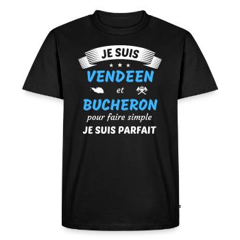 Je suis vendéen et bucheron je suis parfait - T-shirt Premium bio Homme - noir - Devant - Nico (187cm)