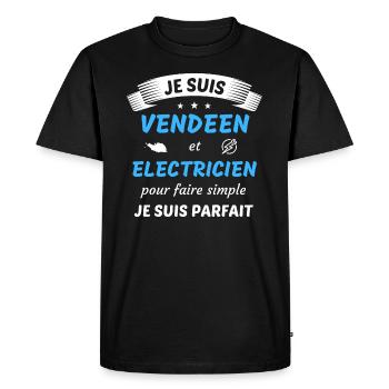 Je suis vendéen et electricien je suis parfait - T-shirt Premium bio Homme - noir - Devant - Nico (187cm)