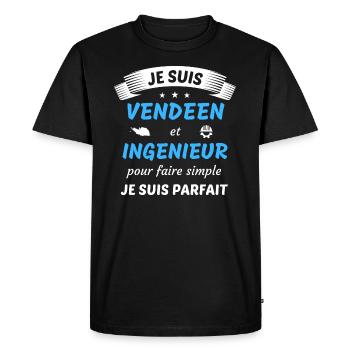 Je suis vendéen et ingenieur je suis parfait - T-shirt Premium bio Homme - noir - Devant - Nico (187cm)