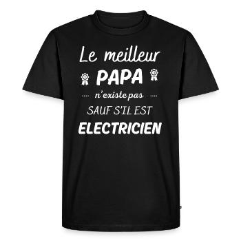 le meilleur papa n'existe pas sauf si electricien - T-shirt Premium bio Homme - noir - Devant - Nico (187cm)